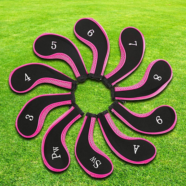 (Pinkki) Golf-rautapäällysteet, 10 kpl vedenpitäviä neopreenistä valmistettuja golfmailan päällysteitä putterisarjaan, suojaavat päällysteet, golf-tarvikkeet