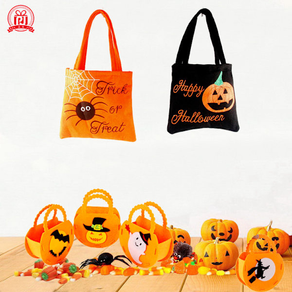 Halloween-kurpitsakarkkipussit lapsille, temppuilupussit, jotka eivät ole W
