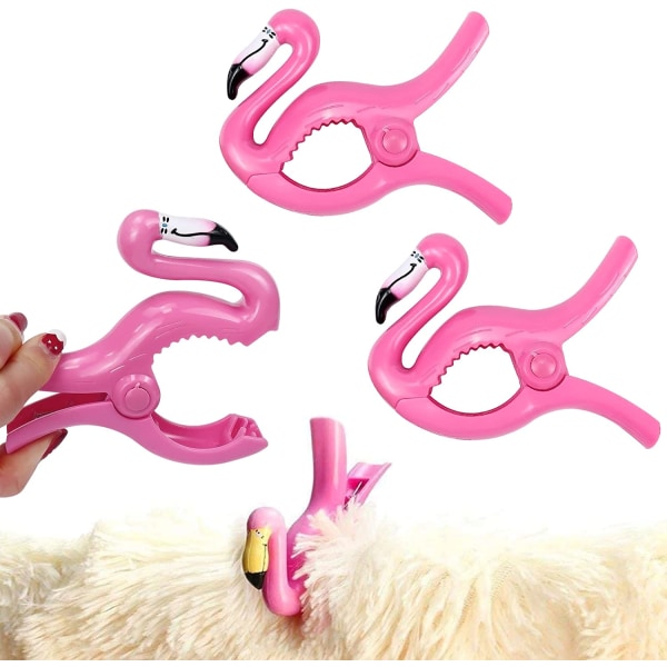 2 Pack Flamingo håndkleklemmer Sterk strandstol håndkleholder