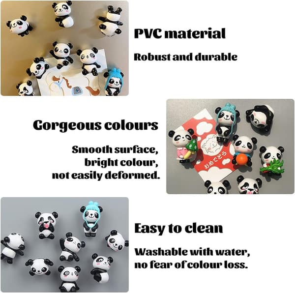 8 st panda djurmagneter, pandamagneter, djurkylskåpsmagneter,