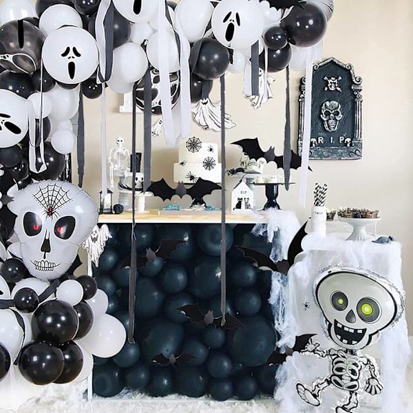 Halloween Ballon Garland Kit, 135 stk. Sort Hvide Latex Ballon