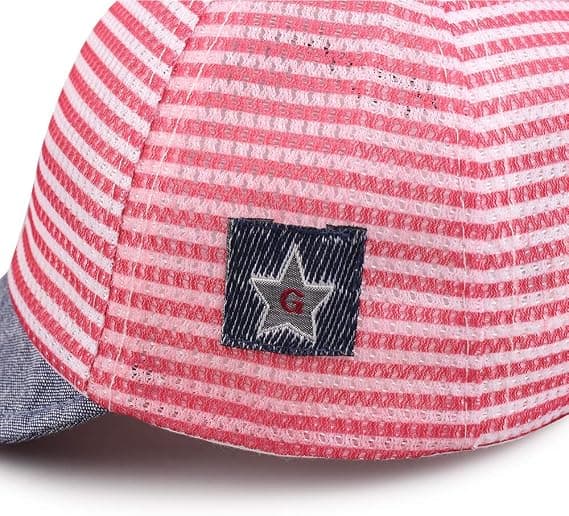 Stjernebrodert sommerbabyhatt 6 - 36 måneder (røde striper 43 -