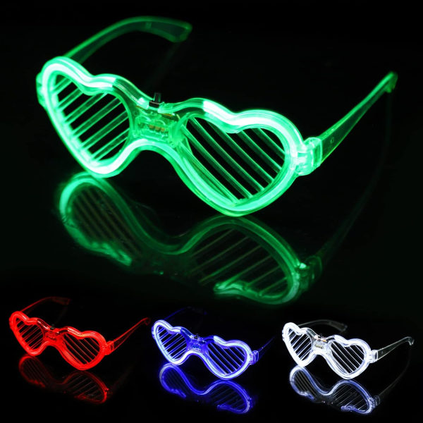 4 stk Led Light Up Love Glasses, Blinkende Led Cyberpunk Glasse