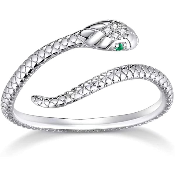 Snake Ring Open Adjustable Ring,925 Sterling Silver CZ Personali