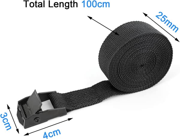 4 surringsstropper 1m med spænde, 25mm strop, sort
