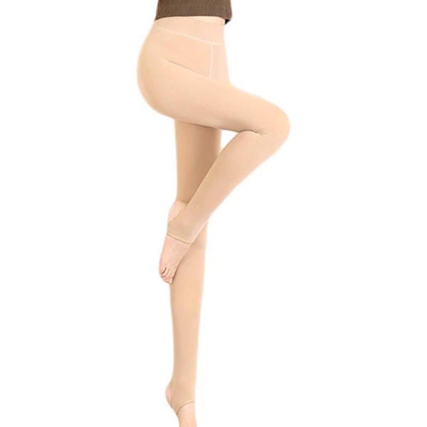 Dam vinter varma stretchiga termiska leggings byxor fleece L