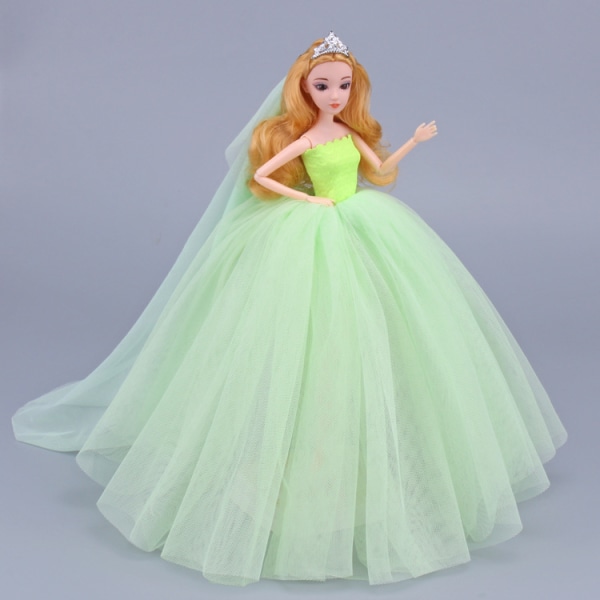 5-delt Barbie Doll Fargerik Kjole Stor Brudekjole Fluffy