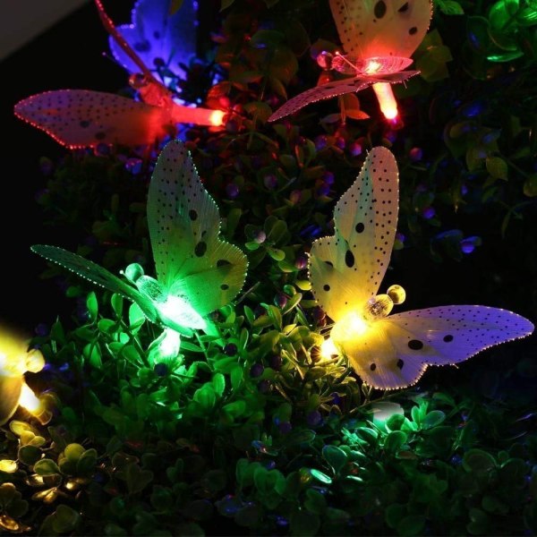 Aurinkokenno LED-perhosulkovalot ulkokäyttöön, vedenpitävät, paristokäyttöiset, 4 m