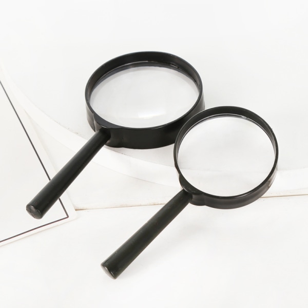 Bærbar lille forstørrelsesglas 2 stk. (diameter 50mm, sort),