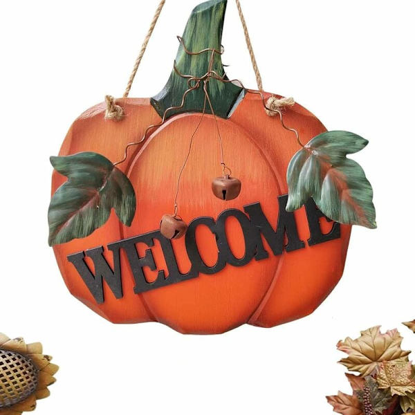 Pumpa Välkommen Dörrskylt MDF Trä Hängande Höst Pumpa Välkommen
