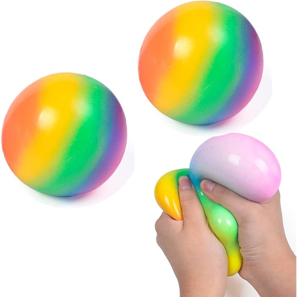 2 Pack Rainbow Stress Relief Toy Sticky Ball - Anti Stress Squis