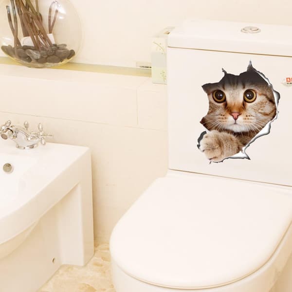Söta tecknade kattdekorativa 3D-väggdekaler