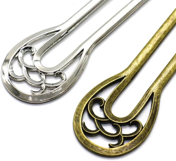 Sæt med 3 metal U-formede hårnåle til kvinder, 16 cm