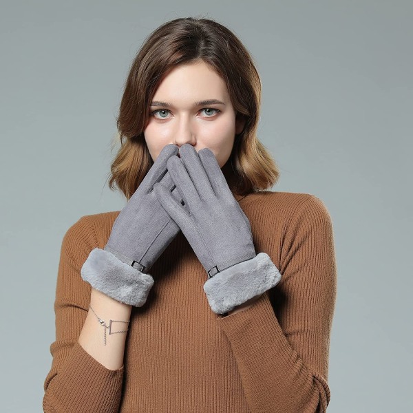 Naisten talvihanskat Lämpimät fleecevuoratut joustavat paksut hanskat T