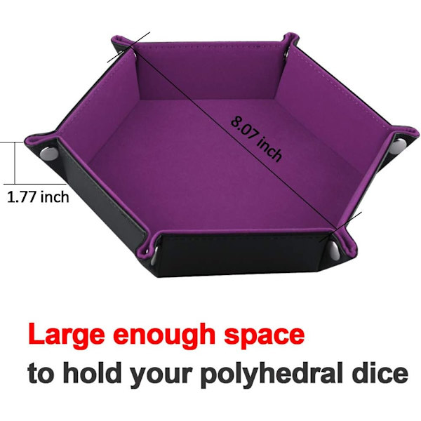 Terningbræt Terningbakke (Mørk Violet), Foldbar Hexagonal PU Læder