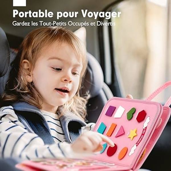 Filttavle til tidlig læring, pædagogisk legetøj til børn fra 2 år, 5-lags Montessori-tavle, legetøj til børn fra 3 år, piger, aktivitetsbræt til at lære livsfærdigheder, pædagogisk legetøj til børn fra 2 til 4 år