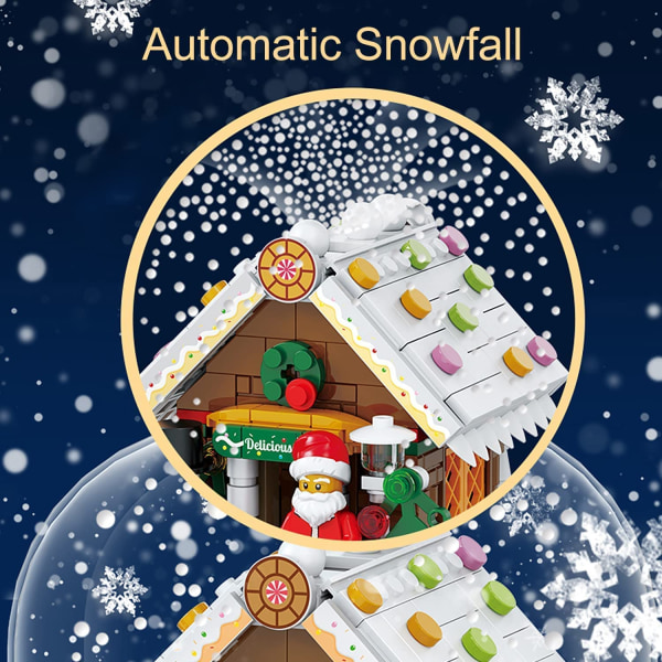 Julemusikboks byggeklodssæt, med automatisk roterende Sn