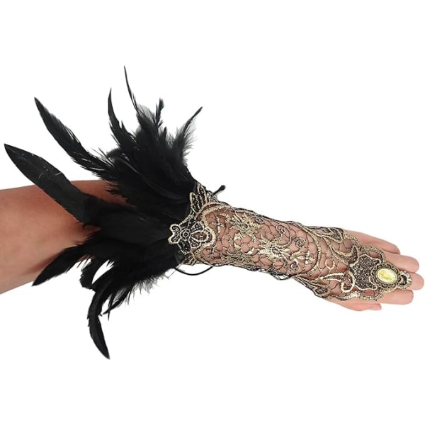 Sorte lange fjerhandsker Maleficent Costume Dame Påskefest D