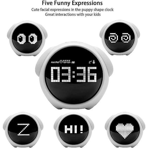 Smart väckarklocka för barn, väckarklocka för småbarn med emoji,