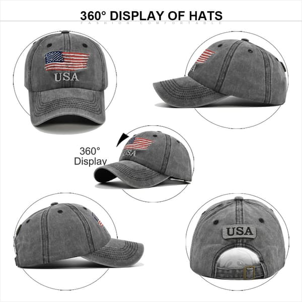 Pesty, kulunut baseball-lippis \"USA\" - Musta