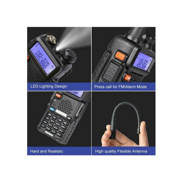 1,5\" LCD 5W 144~146MHz / 430~440MHz Dual Band Walkie Talkie med 1 LED-ficklampa