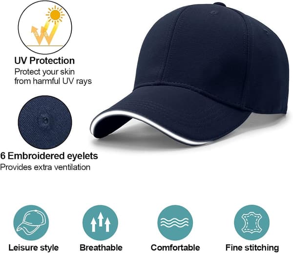 Baseball Cap, Unisex Justerbar Panel Solhat, Golf Caps Sport