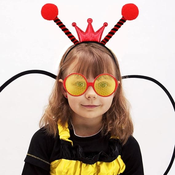 Biedrakt Bie Ladybug Antenne Hodebånd og Briller Se