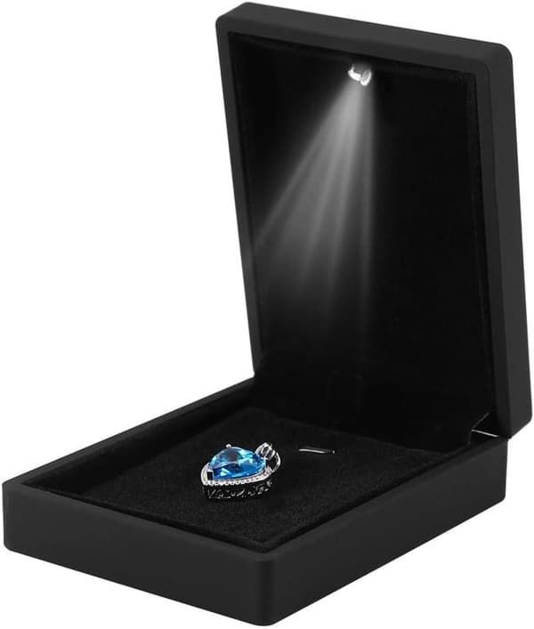 LED Ring Box, Anti-scratch interiør myk fløyelsfôr, ringer/Pe