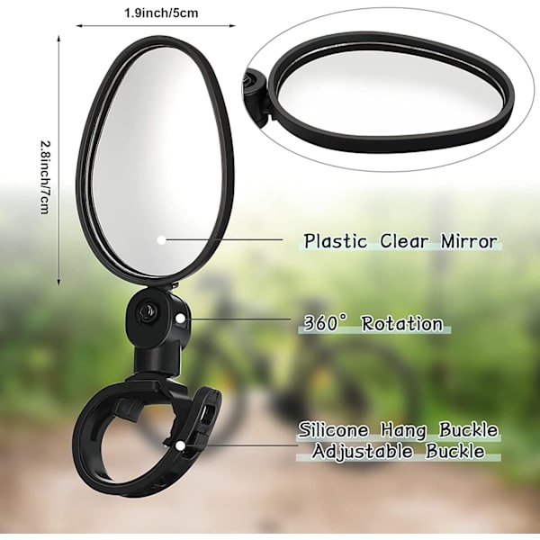2 st Cykelbackspegel 360 Grader Justerbar Rotationsbar M