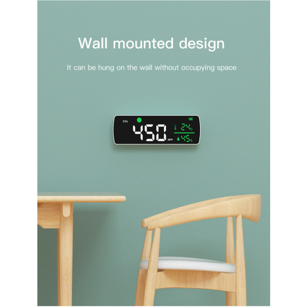 Luftkvalitets vægmonitor 11,2 tommer LED digital 3 i 1 temperatur time