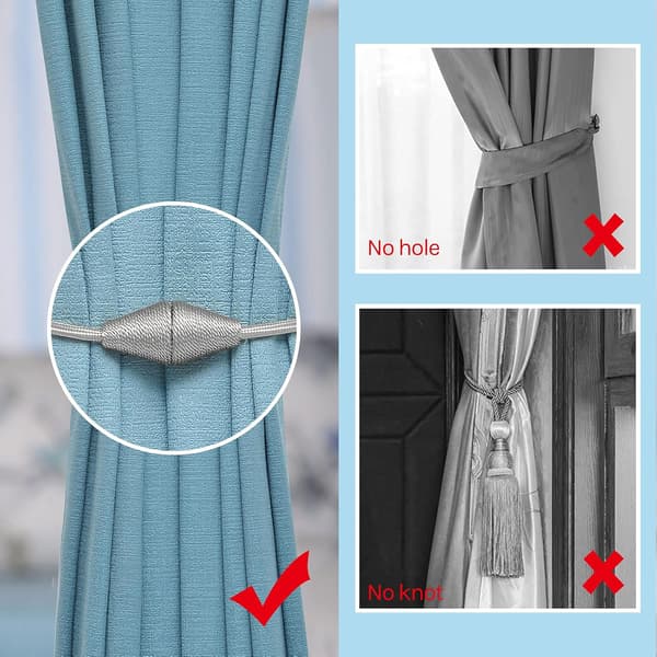 Sæt med 4 Magnetiske Gardinbindere 46cm (Grå)