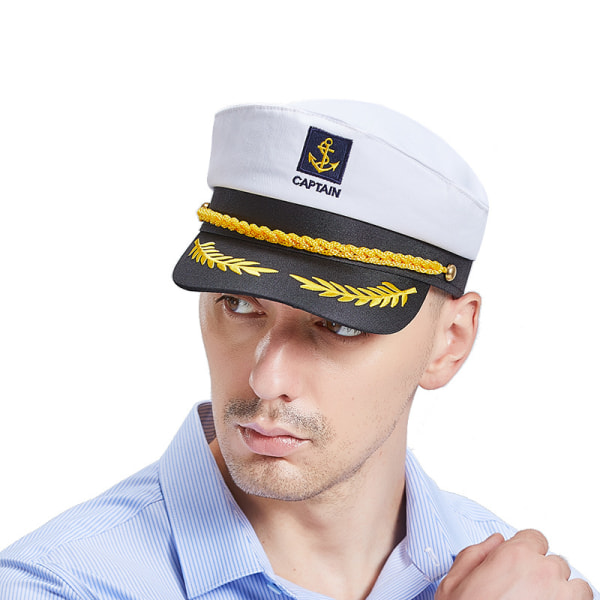Navy Marine Admiral Style Hat - Justerbar
