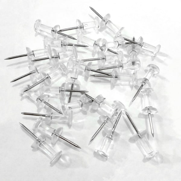 Basics Push Pins Clear Plastic Steel Tip 200 Pack