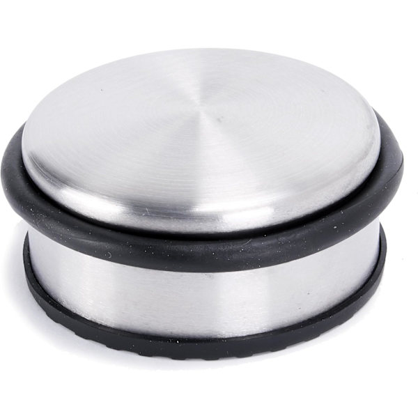 2x Dørstopper i matt børstet rustfritt stål ⌀ 10cm, høyde: 4,5cm