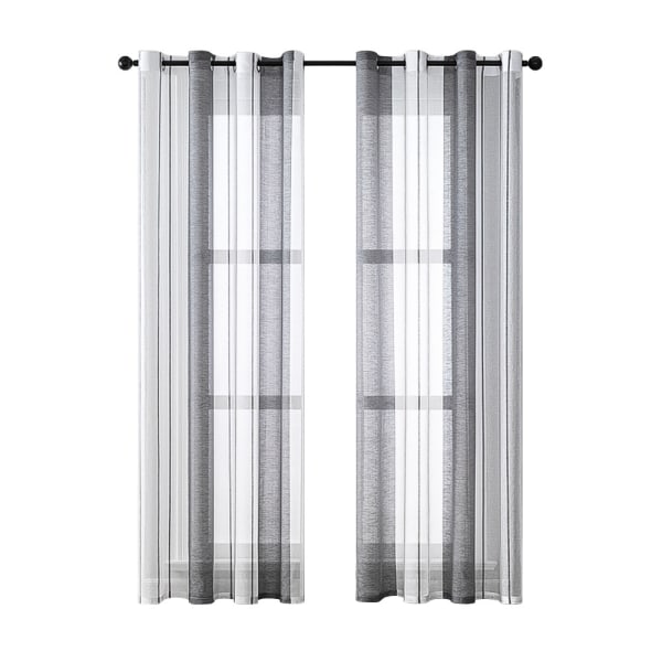 Sæt med 2 dekorative gennemsigtige gardiner Trykt vindue moderne almindeligt D
