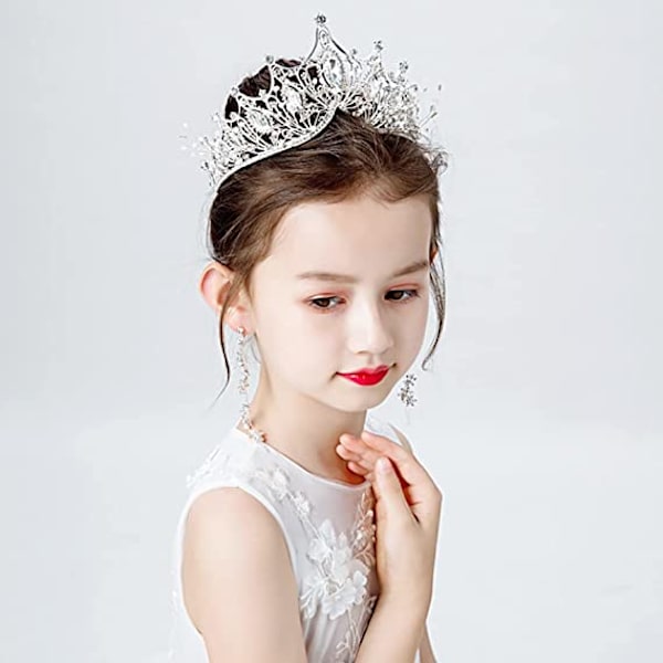 Diamantkrone Hodeplagg (Sølv), Prinsesse Brud Krystall Diamant,