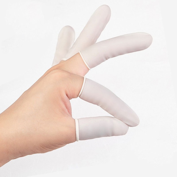 Pakkauksessa 400 (M) epästeriiliä valkoista lateksirullattua sormisänkyä, yksittäinen