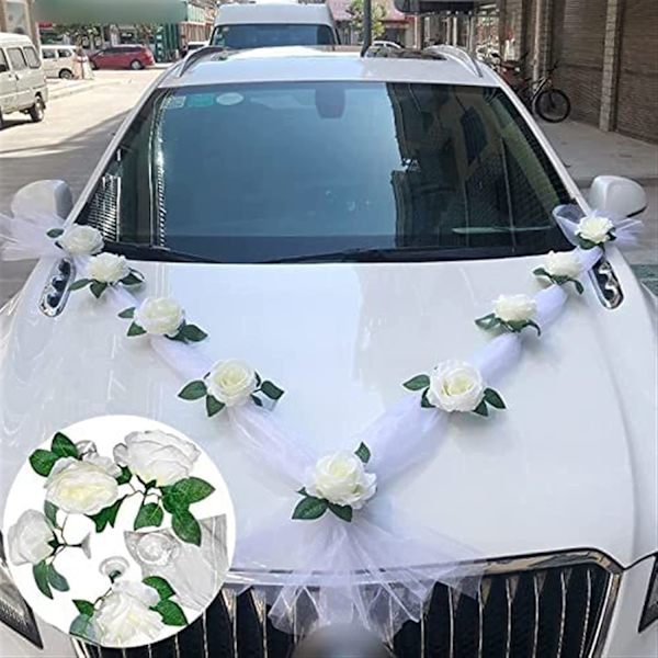 1 160cm Bryllupsbil Front Blomsterdekorasjon, Simulering Rose Sim