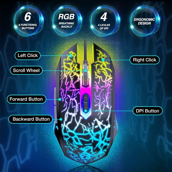 Kablet gamingmus, DPI op til 3600, RGB