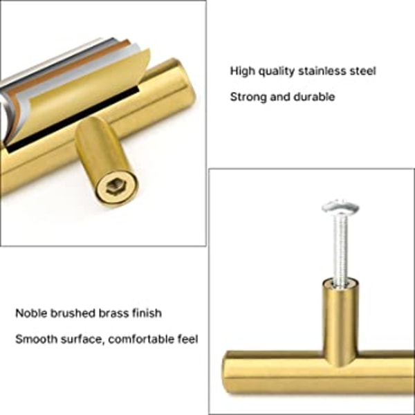 2-pack guld kökshandtag skåphandtag 128 mm mässing K