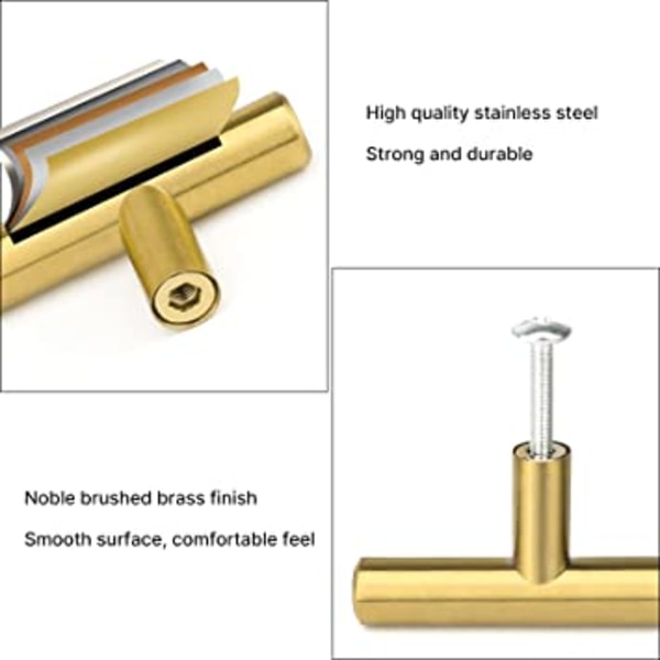 2-pak guld køkkenhåndtag køkkenskabshåndtag 128 mm messing K