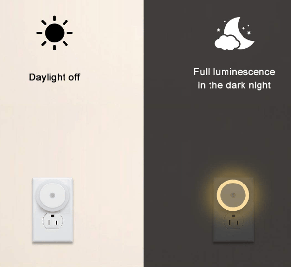 Sæt med 6 natlamper, natlampe med lyssensor, LED-natlampe