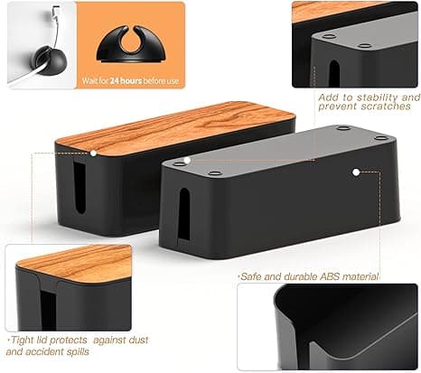 Kabelbox, Liten Träfärgad Kabelbox för