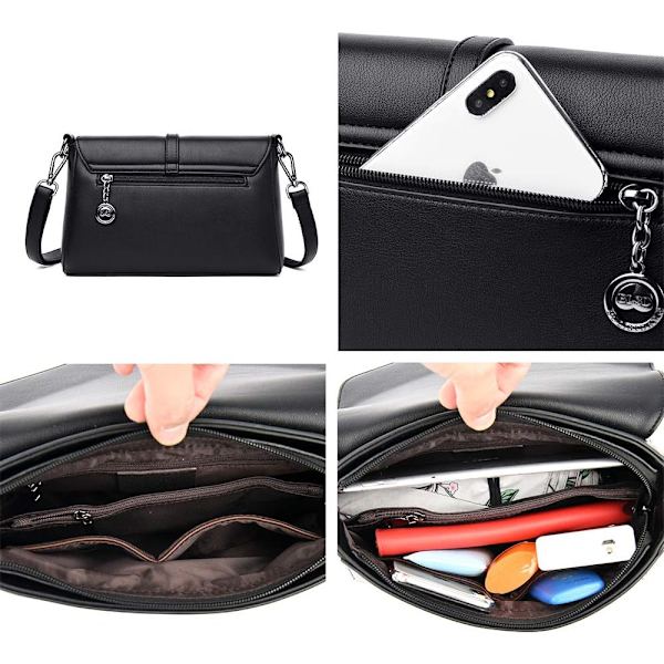 Kvinners Crossover-veske PU Lær Liten Skulder Bag Elegant Hånd