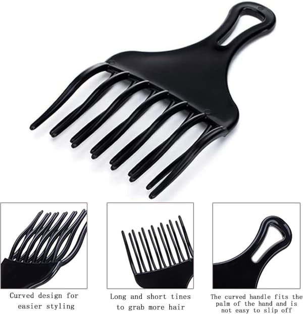Afrokam, 1 stk krøllhårkam, plastbredtannet afrokam