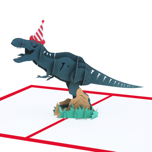 5 jule lykønskningskort fødselsdag dinosaur 3D lykønskning bil