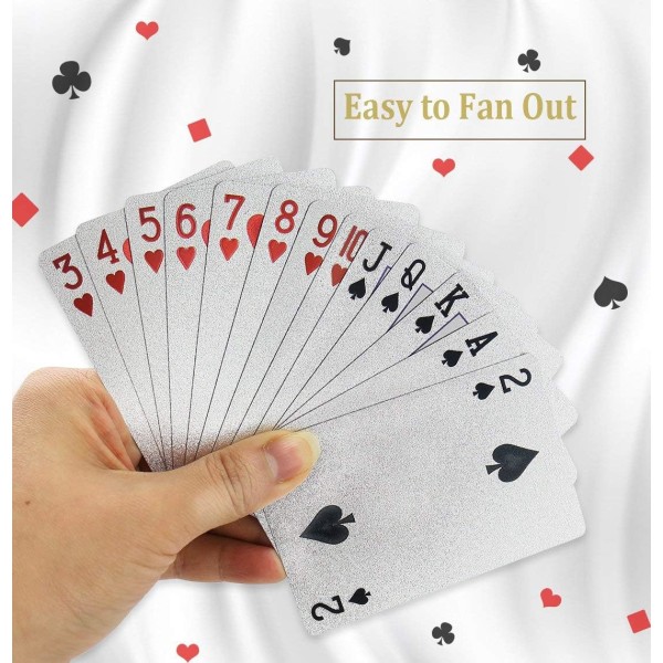 Pokerkortspill, (sølv) vanntett PVC gullfolie spillekort