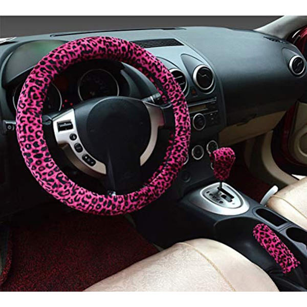 3 i 1 Mjuk Leopard Bilinredning (Röd), Handbromsskydd, Gungbrädeskydd