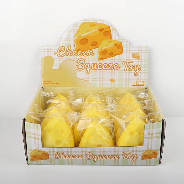 Sett med 3 Cheesy Cheesecake Stress Relief Toys, Tegneseriefigurer, Morsomme Klemme Toys, Kjæledyr Stress Relief Toys for Avslapping, Underholdning eller Stress Relief.