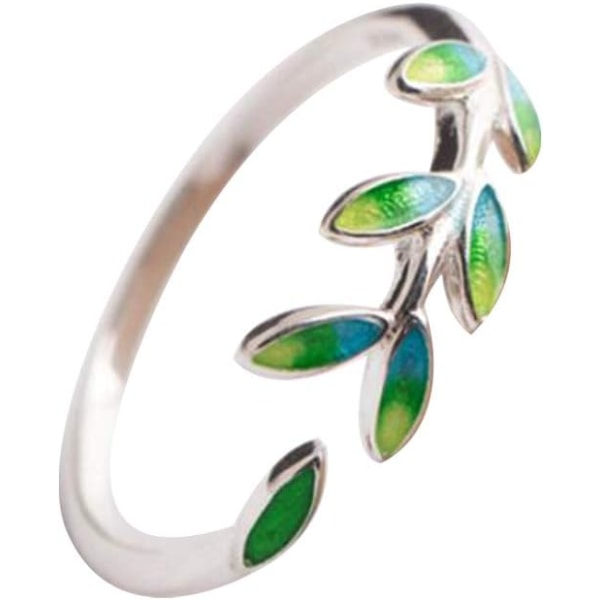 Sterling Silver Leaves Ring Women Adjustable Opening Ring Female